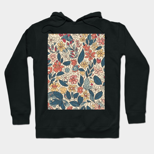 Floral Pattern Colorful Cartoon: Cartoon Garden Wonderland Hoodie by FLRW